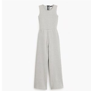 JCrew Silver Knit Jumpsuit with Velvet tie - XS